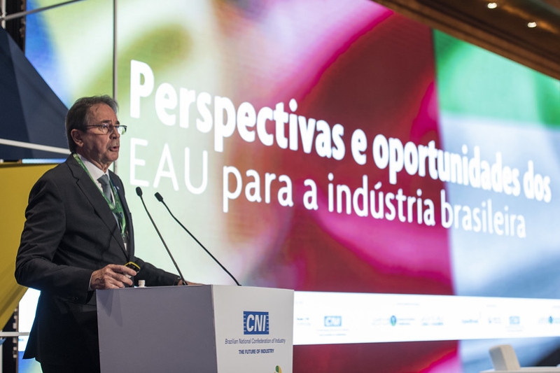 Presidente da FIESC, Mario Cezar de Aguiar, apresentou as oportunidades de negócios entre Brasil e Emirados Árabes (Foto: Elmer Magalhães/CNI)